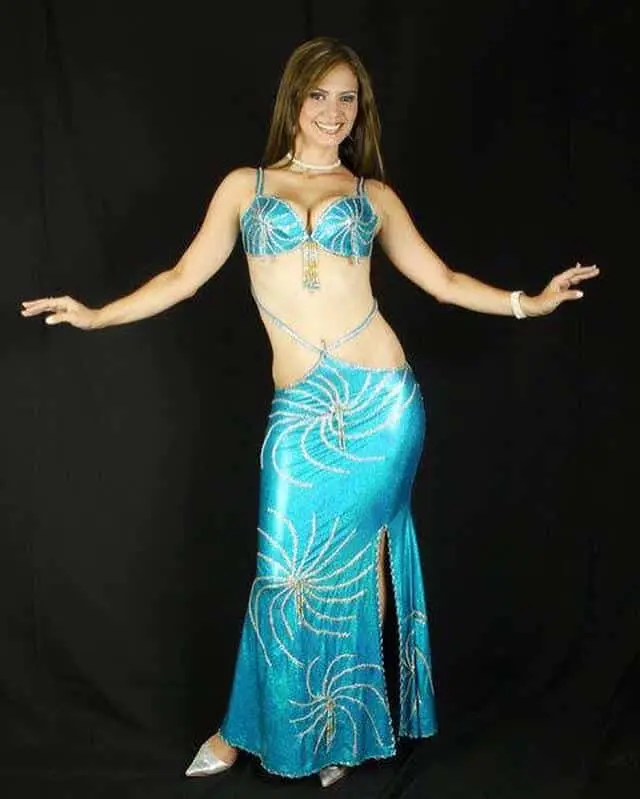 Belly dancer R in a turquoise mermaid costume